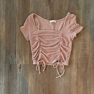 Brandy Melville Ruched Crop Top in Dusty Pink